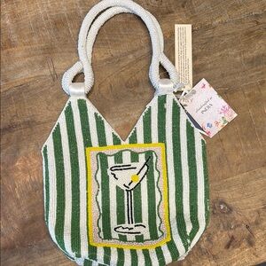 NDI Green and White Striped Shoulder Bag